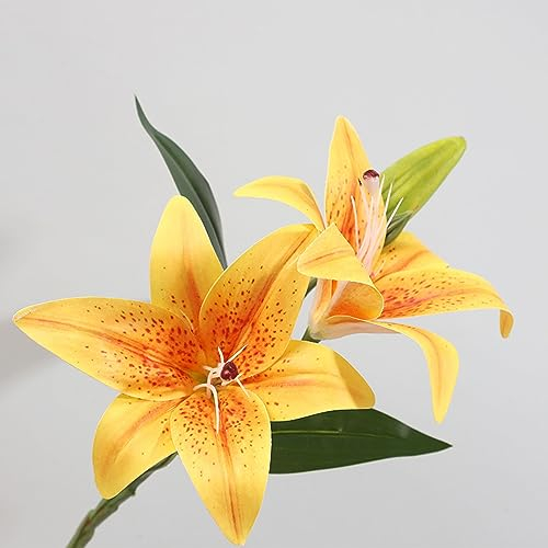 Fiori Finti Per Decorazioni Giglio Giallo Fiori Artificiali Per Cimitero, Decorazioni Da Vaso, Vasi Alti,Piante Artificiali Da Esterno,Composizione Fiori Artificiali,Fiori Di Seta