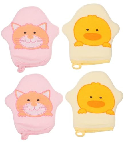ABOOFAN 4stücke Cartoon Badewischhandschuhe Aus Sanfte Exfoliation Für Neugeborene Und Kleinkinder Praktische Reinigungshilfe Für Zuhause Und Unterwegs Mit Aufhänger Für Einfache
