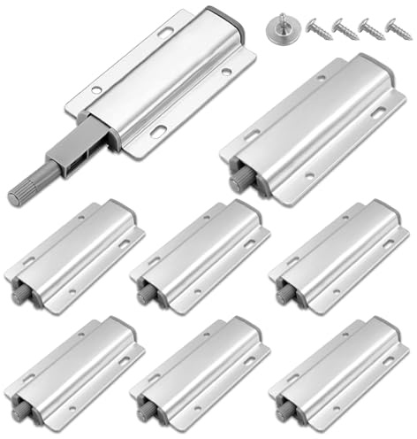 Push to Open Türöffner, 8 Stück Drucktüröffner Schrank Türöffner Magnet Tip On Schranktür Dämpfer Öffner Druckschnapper Magnetschnäpper für Küche Türen Möbel Schranktür (Silber)