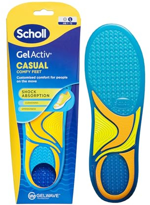 Scholl GelActiv Casual Insoles for Men, All Day Comfortable Feet, Memory Foam Cushioning and GelWave Technology, UK Size 7-12