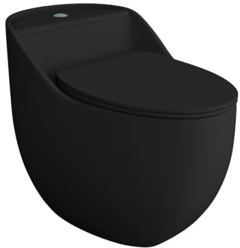 LAVITA Einteilige Stand-WC mit eingebautem Spülkasten SILIA RIM BLACK WC deckel mit Absenkautomatik Keramik Toilette Spülrandlos Toilettenschüssel Toilettenbecken Stehend + WC-Anschlussstück