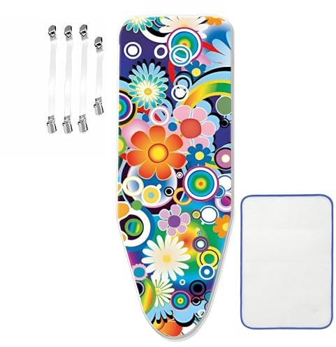 ZJBKX Bügelbrettbezug für Dampfbügelstation, geeignet für Bügelbrett von 30–45 cm x 110–125 cm, mit 4 Spannern, 1 Bügeltuch