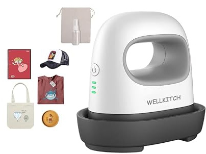 wellkitch Transferpresse Mini Hitzepresse, Presse Plotter Maschine, Kleine Heißpresse mit 3 Heizstufen, Tragbare Mini Heat Press Temperaturanzeige Für T-Shirts, Schuhe, Hüte, HTV-Vinyl