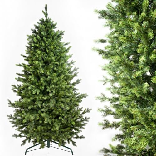 Evergreen Tree® Konstgjord julgran, naturtrogen, 100 % formgjuten julgran med träfot, konstgran som tillverkats i EU, 210 cm