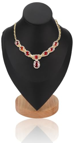 Jwthee Schmuck-Display-Büste für Verkäufer, Holz-Schmuck-Display, Halsketten-Kette, Schmucks-Büste-Displays-Ständer, 3D-Mannequin-Halsketten-Displays-Halter für Home-Boutique-Messen (Black)