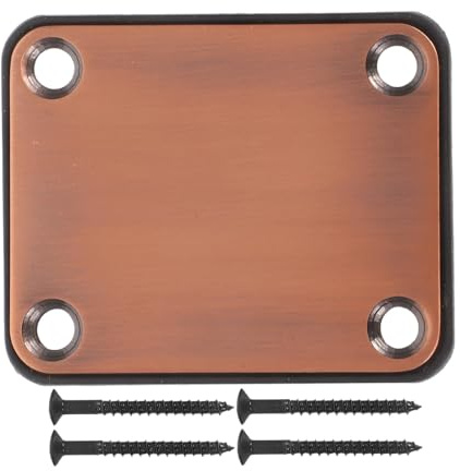 Gv115 Gitarrenhalsplatte 2 Stück für E-gitarren und Bassgitarren | Metall, mit 4 Schrauben, als Ersatzteil, Leichte Ausführung, Einfache Montage