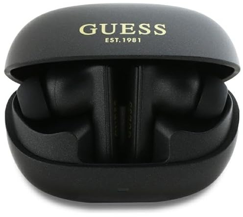 CG Mobile Guess Cuffie Bluetooth TWS + Capsule Docking Station Logo Stampato Nero