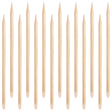 Palitos de Madera para Cutículas 100 Piezas, Doble Punta | Color Caqui, Superficie Pulida y Lisa, para Limpiar Uñas en Casa Manicura