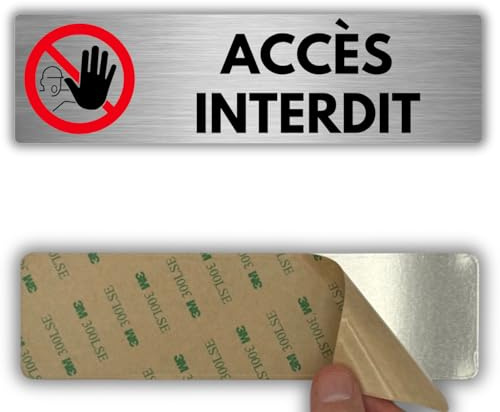 LEIASA | Panneau Passage Interdit - 5x18 cm - Aluminium - Voie Non Ouverte | Autocollant Voie Barrée, Plaque Circulation Close, Signal Zone Bloquée, Sticker Demi Tour, Pancarte Sens Interdit Ici