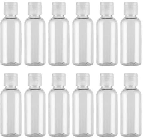 OHEETU 12Pcs 20ML/0.7oz Empty Clear Plastic Squeeze Bottles with Transparent Flip Cap Refillable Travel Cosmetic Sample Container Vials for Makeup & Toiletry