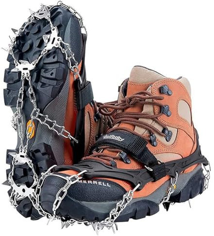 YiQinzcxg Edelstähle Eisgreifer Spikes Outdoor 18/19 Zahneisklaue Spikes Kettenschuhabdeckungen Ergriff Skiklaue
