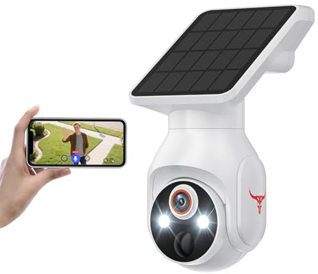 BoilNano 1080P Solar Security Camera Wireless Outdoor, 360° View Pan/Tilt, Color Night Vision, Real-Time Alerts, Cloud Storage, 2-Way Audio, 2.4Ghz WiFi Only