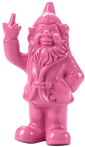 Pommerntraum ®| Gartenzwerg Zwerg Dekofigur Gartenfigur Popart Sammlerfigur | Deko Gartendeko Außendeko Troll Gnom Wichtel Kabouter Terrassendeko Geschenkidee Gartenschmuck Beetfigur Retro (pink - 20 cm)
