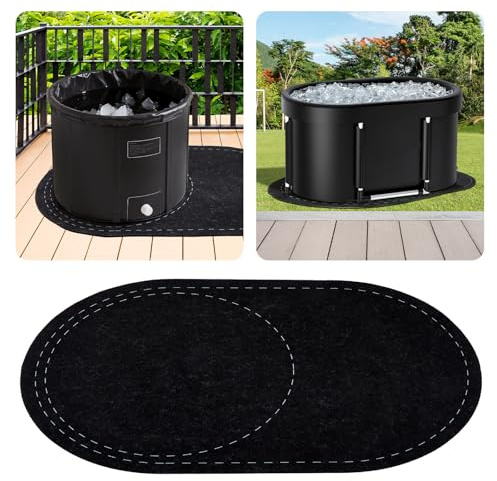 Drydiet 63 x 40 Inch Cold Plunge Tub Floor Mat Waterproof Ice Bath Tub Mat Indoor Outdoor Anti-Slip Protector Pad for Round Oval Rubber Pad for Underneath of Ice Baths Accessories | Waterproof Indoor Outdoor Anti-slip Protector Pad for Round Oval, Pad for Underneath, Ice Baths Accessories
