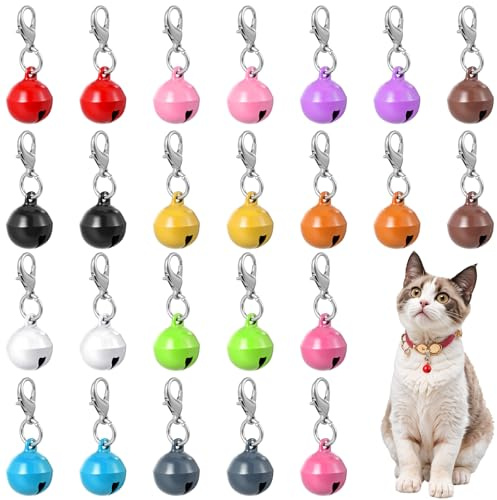 Tyqour 24 Stück Katzenglocken Kleine Katzen Glöckchen Katze Glocken Haustier katzenglocke Metall Haustier Kleine Glocken Klein Hunde Haustierglocken weihnachtsdekorationen für Haustiere