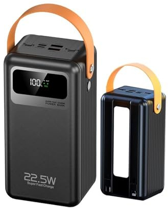 Chargeur Portable 80000 mAh, Grande Batterie Externe PD22,5 W, Charge Rapide, câbles intégrés, 4 Sorties et 2 entrées, for Camping et Voyage(D,80000Mah)