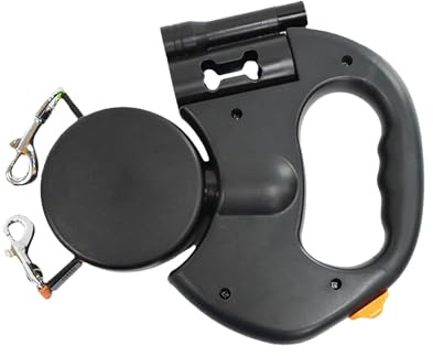 Reflekterande infällbart husdjurslina för två hundar: dubbelkoppel, automatisk avveckling, ergonomiskt grepphandtag, säker design för natten | Förvaring