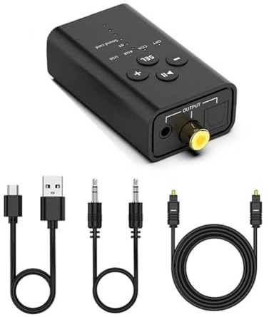 Puthernm Ricevitore Audio Bluetooth USB AUX/Fibra Ottica/Coassiale Convertitore Audio USB Bluetooth 5.2 per Amplificatore Speaker PC TV