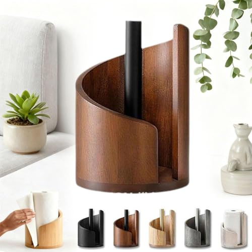 Mountain Küchenrollenhalter aus Holz mit Mangoholzsockel und Eisenhalter, Design für eine Hand, passt für Jumbo-Rollen für Küche, Bad und Speisekammer