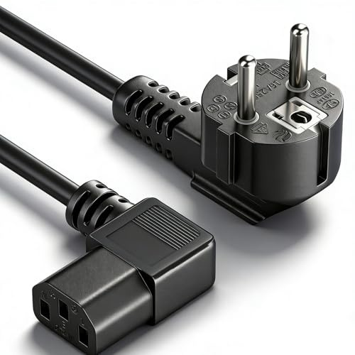 Flomiara Schuko Angle Plug to C13 Cable, Protective Contact Plug Power Plug to IEC Coupling C13 Female, 90° Angle Power Cable Power Supply Power Cable for Monitor PC Printer, Black