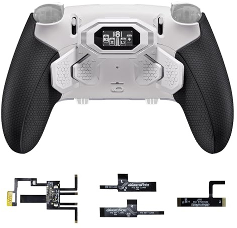 eXtremeRate Beyond Palette pour ps5 Edge Manette avec Coque Arrière Redessinée & Écran OLED,4 Boutons Programmable pour ps5 Edge Controller-Blanc Noir