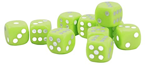 Stylebest Set di dadi a 6 facce, 30 pezzi, angoli rotondi leggeri per giochi da tavolo, insegnamento matematico, plastica 16 mm (verde chiaro)