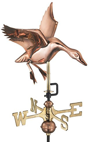 Good Directions Landing Duck Garden Weathervane with Garden Pole, Pure Copper