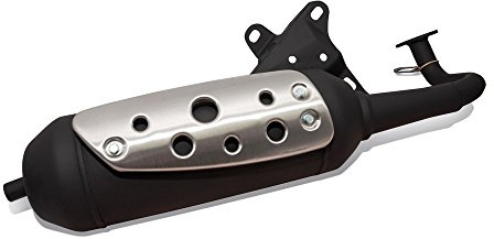 Auspuff TECNIGAS Silent Pro KREIDLER Hiker 2.0 50 DD Sport 2-Takter | Black-Ausführung, Auspuffanlage für 2-Takter, Code 1E40QMB, hinten Trommelbremse; kompatibel mit CPI Aragon 50 JR45 2T AC
