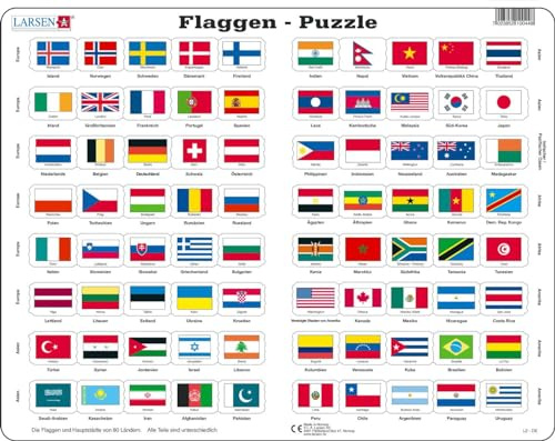 Larsen L2 Rompecabezas de la Bandera, edición en Alemán, Puzzle de Marco con 80 Piezas