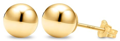 KEZEF Ohrringe Gold Damen – Kugel Ohrstecker aus 14K Gold-Filled (585), medizinische Ohrstecker für empfindliche Ohren, hypoallergen & nickelfrei, 3–9 mm – Schmuck Geschenk