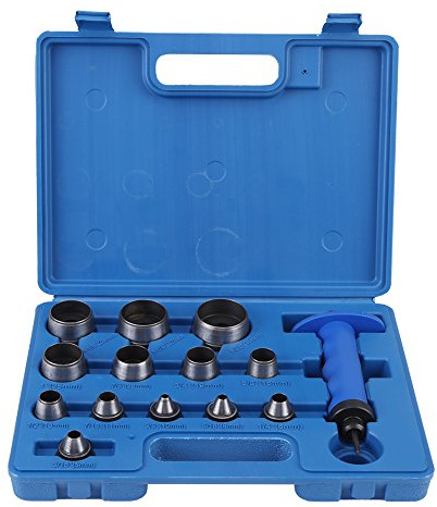 Hollow Punch, 13 in 1 Hollow Punch Set with Handle Heavy Duty Leatherworking Belt Hole Punching Tool 5-35mm