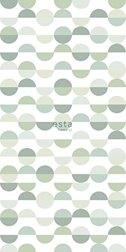 papier peint panoramique demi-cercles dans un style rétro vert 150 x 279 cm - ESTAhome