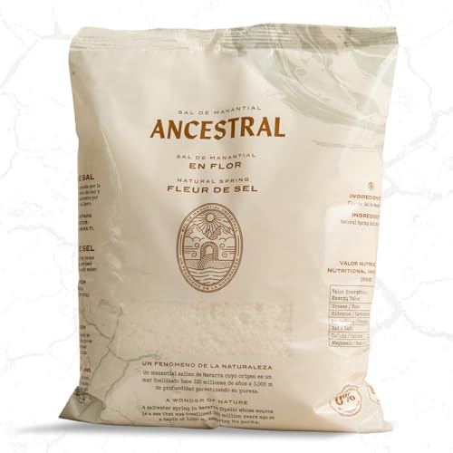ANCESTRAL - Flor de Sal de Manantial 100% Ecológica - Sal sin refinar ni microplásticos -Recolectada a mano. Rica en Minerales - Ideal para dar un Toque Gourmet