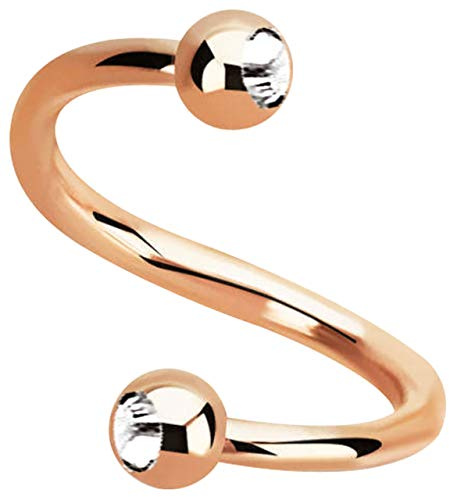 Ohr Piercing Spirale 316l Stahl Rosegold in 1,2 mm mit 3 mm Steinkugeln