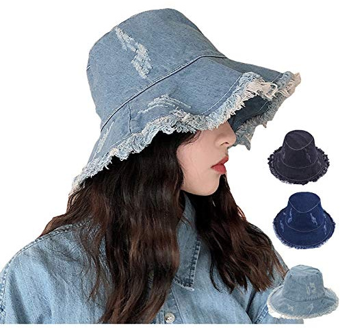 JK Home Damen Vintage Denim Hut Outdoor Reise Fischer Eimer Sonnenhüte