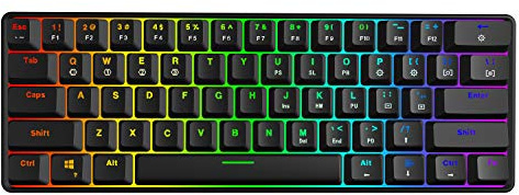 SKYLOONG GK61 SK61 60% Mechanical Gaming Keyboard (61Key Black, Optical Red Switch)
