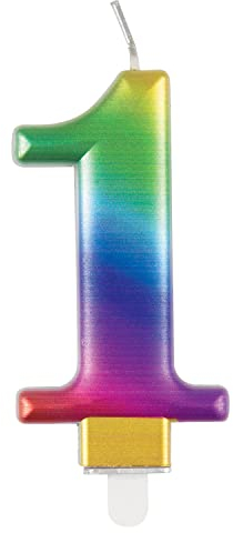 Unique Party 19631 - Vela de cumpleaños con diseño de arcoíris metálico