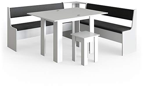 Vicco Eckbankgruppe Roman, Weiß, 180 x 180 cm mit Tisch, geeignet für Eckaufstellung in Küchen und Essbereichen