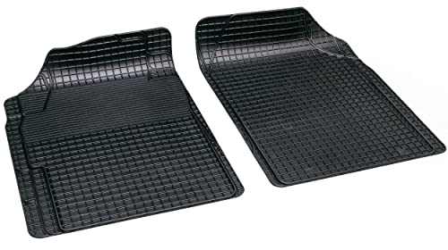 alca® Auto Gummifußmatte 2er-Set schwarz Universal zuschneidbar Gummimatten Gummi-Fußmatten Gummi mit Haltenoppen Fahrer Beifahrer vorne