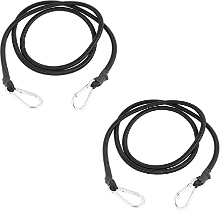 DARENYI 1.5m Gepäckspanner mit Haken Schwarz Spanngummis mit Karabiner Lange Spanngurte mit Haken Gummibändern Bungee Kabel für Car Caravan Trunks Camping-Wohnmobile(2pcs)