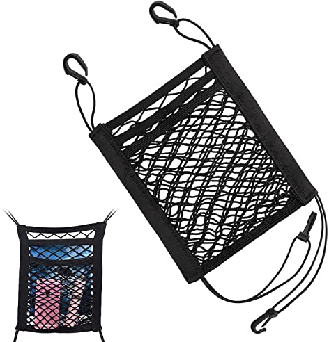 Car Storage Net Pocket - Elastic Seat Organizer, Stretchable Netting Pouch for Driver, Barrier of Backseat Pet Kids