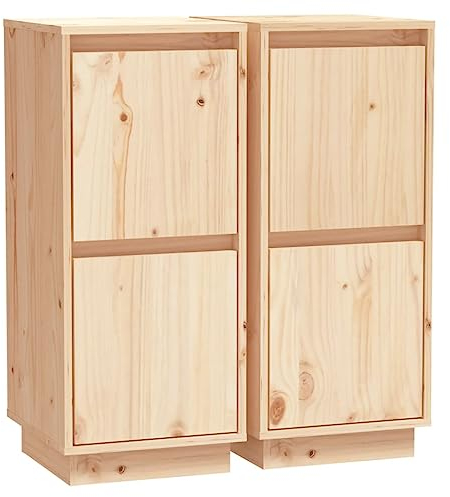 vidaXL 2X Sideboard mit 2 Türen Kommode Anrichte Schrank Beistellschrank Mehrzweckschrank Standschrank Holzschrank 31,5x34x75cm Massivholz Kiefer