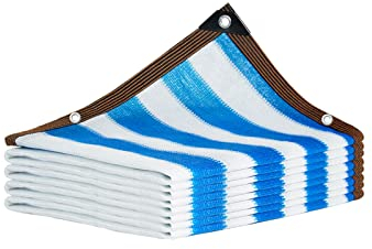 LIGUOYI Blau Weiss Sonensegel Sonnensegel Balkon Ohne Bohren Luftdurchlässig, Schattierungsnetz Block 95% UV HDPE Reißfestem Wasserdurchlässig, Für Hinterhof Hof Sonnensegel 5x5m
