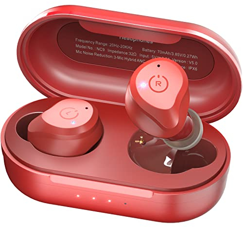 TOZO NC9 Hybrid Active Noise Cancelling Wireless Earbuds, in Ear Headphones IPX6 Waterproof Bluetooth 5.3 Stereo Earphones, Immersive Sound Premium Deep Bass Headset