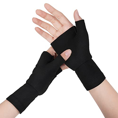 AOOWU Wrist and Thumb Support, 2 Pcs Compression Wrist Thumb Support Wrist Splint, Elastic Breathable Wrist Support Brace for Arthritis, Joint Pain, Tendonitis, Sprain, Sports (S)