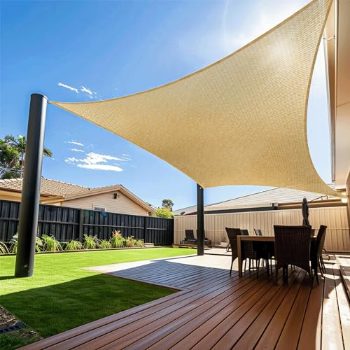 EMEKIAN Rectangle 2.4m x 3.1m Sun Shade Sail, UV Block Sunshade Canopy, Sand Permeable Patio Cover for Garden Backyard Outdoor Facility and Activities