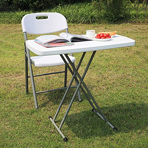 THINFAR Tavolo rettangolare pieghevole, tavolo pieghevole regolabile, tavolino d'appoggio che può essere sollevato e abbassato, mini tavolo da pranzo per bambini, 75 x 50 x 50/62/74 cm (bianco)