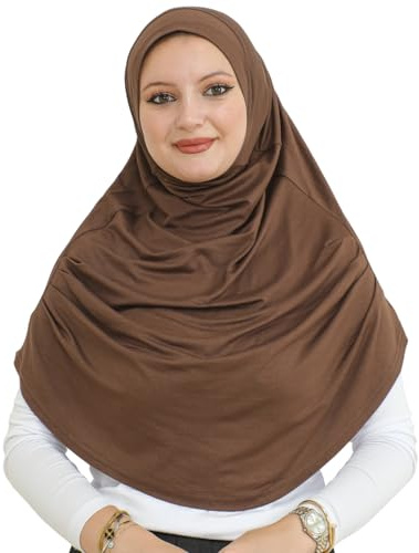 Prien huvudduk för kvinnor, lång muslimsk hijab kvinnor, turkisk Khimar halsduk islamiska kläder, konfektionshijab huvuddukar klänningar, muslimsk sport huvudhalsduk set, BRUN, En Storlek