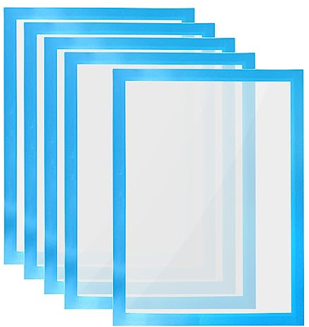 PATIKIL 8x12 Magnetisch Display Rahmen 5 Pack A4 Selbstklebend Magnetisch Schildhalter Doppelseitige Fenster Zeichen Halter für Wand Büro Kühlschrank Blau
