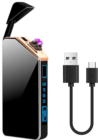 DIFCUL Accendino Elettrico USB Ricaricabile, Antivento Ad Arco, Senza Fiamma e Gas per Sigaretta, Cucina, Barbecue, Campeggio, Candela